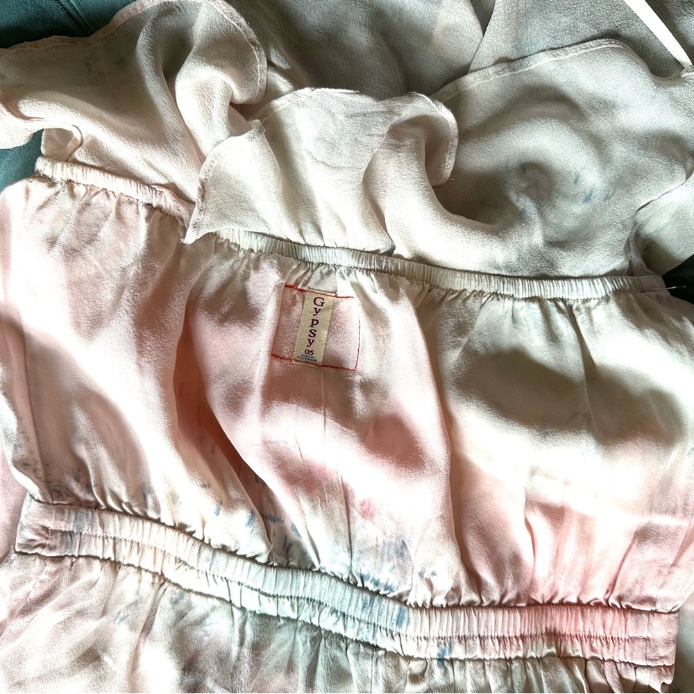 Gypsy 05 silk strapless maxi dress with ruffle tube top style tie dye pastel sm - Picture 9 of 13
